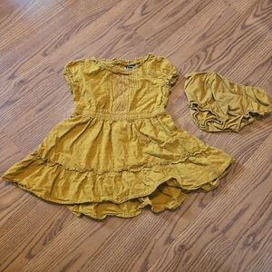 Art Class Target Swiss Dot Dress & Bloomers Golden Yellow Casual Baby Cotton 18M